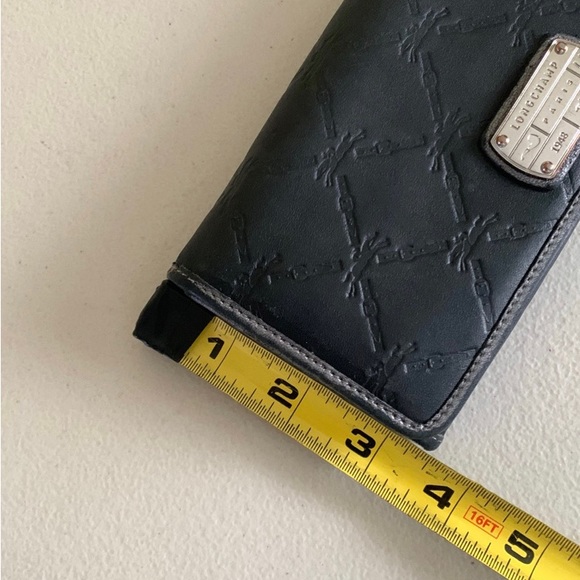 LONGCHAMP BLACK LEATHER JACQUARD WALLET - Picture 12 of 13